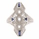 Art Deco Style Filigree Semi Mount Ring w/ Sapphires 14kt White Gold - FR-60-SEMI-WG