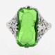 Roman Style Green Colored Crystal Reverse Intaglio Filigree Ring - Sterling Silver - FR-633-GR