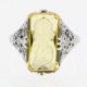 Roman Style Yellow Colored Crystal Reverse Intaglio Filigree Ring - Sterling Silver - FR-633-YL