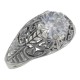 Classic Victorian Style White Topaz Filigree Ring - Sterling Silver - FR-698-WT