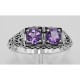 Victorian Style Amethyst Filigree Ring Sterling Silver - FR-699-AM