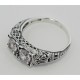Art Deco Filigree Two Stone CZ Ring - Sterling Silver - FR-699-CZ Art Deco Filigree Two Stone CZ Ring - Sterling Silver - FR-699-CZ