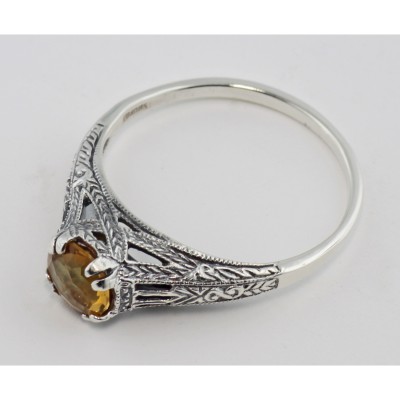 Citrine Filigree Ring - Sterling Silver - FR-701-C