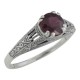 Antique Style Lab Red Ruby Filigree Solitaire Ring - Sterling Silver - FR-701-R