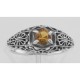 Natural Golden Citrine Filigree Ring - Art Deco Style - Sterling Silver - FR-709-C