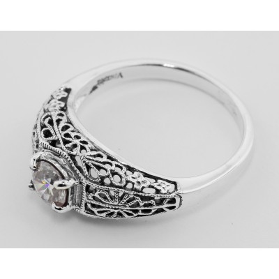 Cubic Zirconia Filigree Ring - Sterling Silver - FR-709-CZ