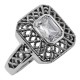 Cubic Zirconia Filigree Ring - Sterling Silver - FR-74-CZ