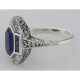 Art Deco Style Lapis Sapphire and Diamond Filigree Ring - Sterling Silver - FR-744-L-S