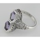 Art Deco Style Genuine Purple Amethyst Filigree Ring - Sterling Silver - FR-750-AM
