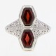 Unique Vintage Inspired Art Deco Style 2 Carat Natural Red Garnet Filigree Ring 14kt White Gold - FR-750-G-WG