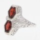 Unique Vintage Inspired Art Deco Style 2 Carat Natural Red Garnet Filigree Ring 14kt White Gold - FR-750-G-WG