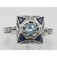 Blue Topaz Filigree Ring w/ Sapphire - Sterling Silver - FR-759-BT