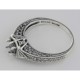 Semi Mount Victorian Style Filigree Ring w/ 2 Diamonds - Sterling Silver - FR-761-SEMI