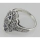 Art Deco Style Sapphire Filigree Ring w/ Diamond - Sterling Silver - FR-763