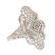 Lovely Victorian Style Filigree Ring w/ Diamond - 14kt White Gold - FR-767-WG