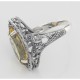 Art Deco Style 4 Carat Golden Citrine Filigree Ring - Sterling Silver - FR-776-C