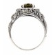 Art Deco Style 4 Carat Olive Quartz Filigree Ring - Sterling Silver - FR-776-OQ