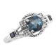 Sterling Silver London Blue Topaz / Sapphire & White Topaz Filigree Ring Art Deco Style - FR-79-LBT