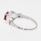 Vintage Inspire Natural Red Ruby, Diamond and Sapphire Filigree Ring - Art Deco Style 14kt White Gold - FR-79-R-WG