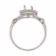 Semi Mount Diamond and Sapphire Filigree Ring Art Deco Style 14kt White Gold - FR-79-SEMI-WG