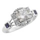 Sterling Silver White Topaz / Sapphire Filigree Ring - Art Deco Style - FR-79-WT