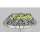 Art Deco Style Sterling Silver Filigree Ring 3 Princess Cut Peridot Gems - FR-810-P Art Deco Style Sterling Silver Filigree Ring 3 Princess Cut Peridot Gems - FR-810-P