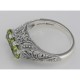 Art Deco Style Sterling Silver Filigree Ring 3 Princess Cut Peridot Gems - FR-810-P Art Deco Style Sterling Silver Filigree Ring 3 Princess Cut Peridot Gems - FR-810-P