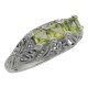 Art Deco Style Sterling Silver Filigree Ring 3 Princess Cut Peridot Gems - FR-810-P Art Deco Style Sterling Silver Filigree Ring 3 Princess Cut Peridot Gems - FR-810-P