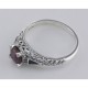 Art Deco Style Ruby Ring and Enamel - Sterling Silver - FR-816-R