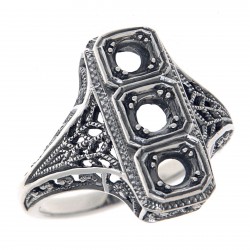Classic Art Deco Style Ring - Semi Mount Sterling Silver