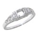 Semi Mount Art Deco Style 14kt White Gold Filigree Ring w/ 2 Diamonds - FR-123-SEMI-WG
