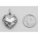 Antique Style Heart Charm or Pendant - Sterling Silver - HC-14