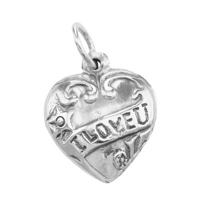 I Love U Heart Charm - Sterling Silver - HC-2