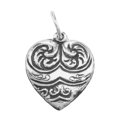 Heart Charm or Pendant - Sterling Silver - HC-6