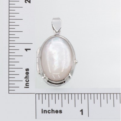 Fresh Water Mother of Pearl Oval Locket Pendant - Sterling Silver - HP-6458