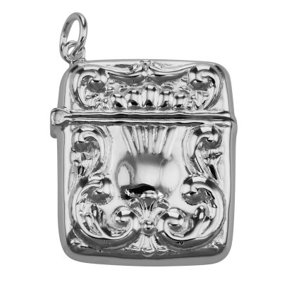 Antique Style Stamp Box - Locket - Pendant - Sterling Silver - HP-102