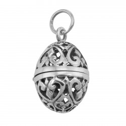 Sterling Silver Egg Filigree Aromatherapy Locket Pendant