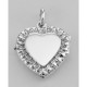 Sterling Silver Heart Locket Pendant with Red CZ - Victorian Style - HP-197