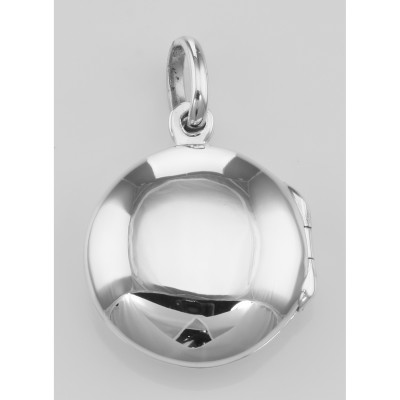 Cute Round Sterling Silver Locket - Engravable - HP-302