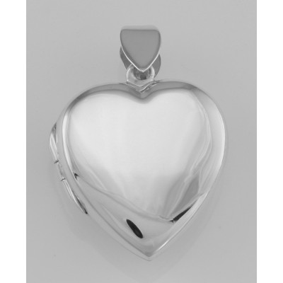 Vintage Style Double Heart Locket Pendant in Fine Sterling Silver - HP-33013