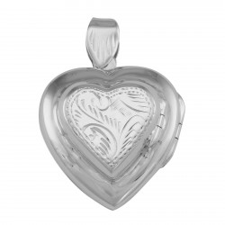 Vintage Style Double Heart Locket Pendant in Fine Sterling Silver
