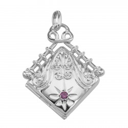 Victorian Style Diamond Shaped Locket - Fob Pendant - Sterling Silver
