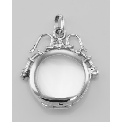 Unique Victorian Style Round Sterling Silver Fob Locket Pendant - HP-508