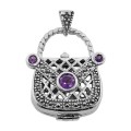 Sterling Silver Amethyst Purse Pendant / Pillbox Sterling Silver Amethyst Purse Pendant / Pillbox
