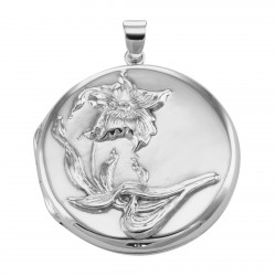 Sterling Silver Round Art Nouveau Style Locket - Large