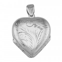 Beautiful Sterling Silver Heart Locket Pendant - 4 Photo Large Clover