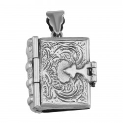 Beautiful Sterling Silver Antique Style Book Locket Pendant Beautiful Sterling Silver Antique Style Book Locket Pendant