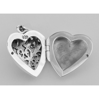 Sterling Silver Filigree Heart Locket - Aromatherapy Locket - HP-804 Sterling Silver Filigree Heart Locket - Aromatherapy Locket - HP-804