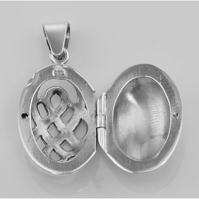 Classic Celtic Knot Design Sterling Silver Oval Filigree Locket - HP-806