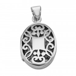 Sterling Silver Oval Filigree Locket - Aromatherapy Locket Sterling Silver Oval Filigree Locket - Aromatherapy Locket